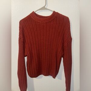 Universal Thread Women's Ribbed Crew Neck Sweater - Deep Red